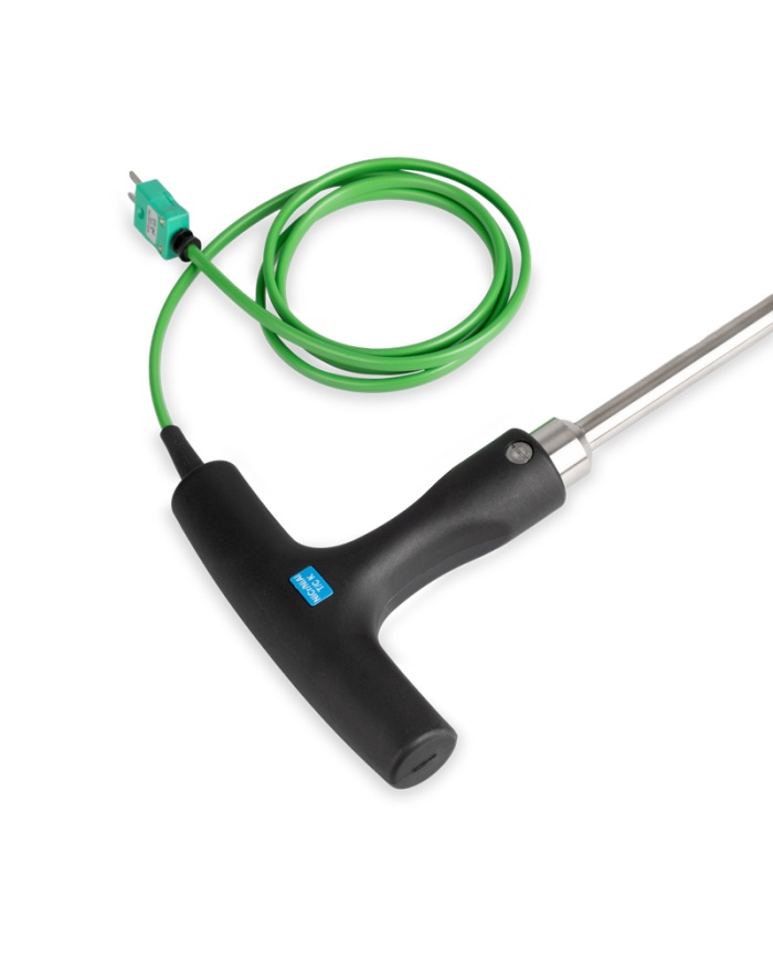 ETI Givare, termoelement typ K, lång givare Ø9,5 x 1000mm, med T-format handtag, för stora kärl, komposter, etc, 1 meter kabel