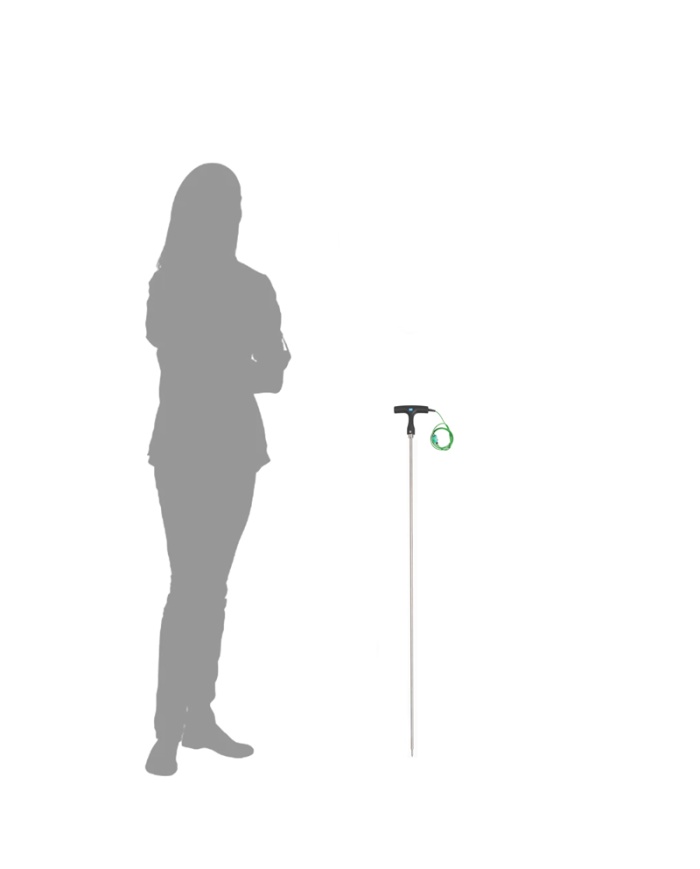 ETI Givare, termoelement typ K, lång givare Ø9,5 x 1000mm, med T-format handtag, för stora kärl, komposter, etc, 1 meter kabel