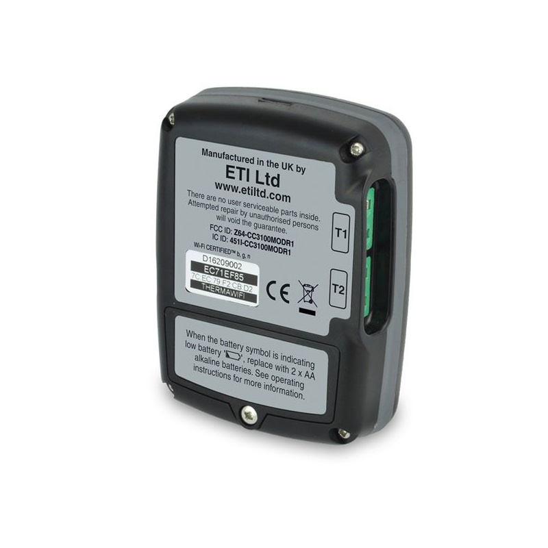 ETI ThermaQ® WiFi BBQ Temperaturogger. 2-kanalig. Med display. För 2st externa givare termoelement typ K. Kalibreringscertifikat