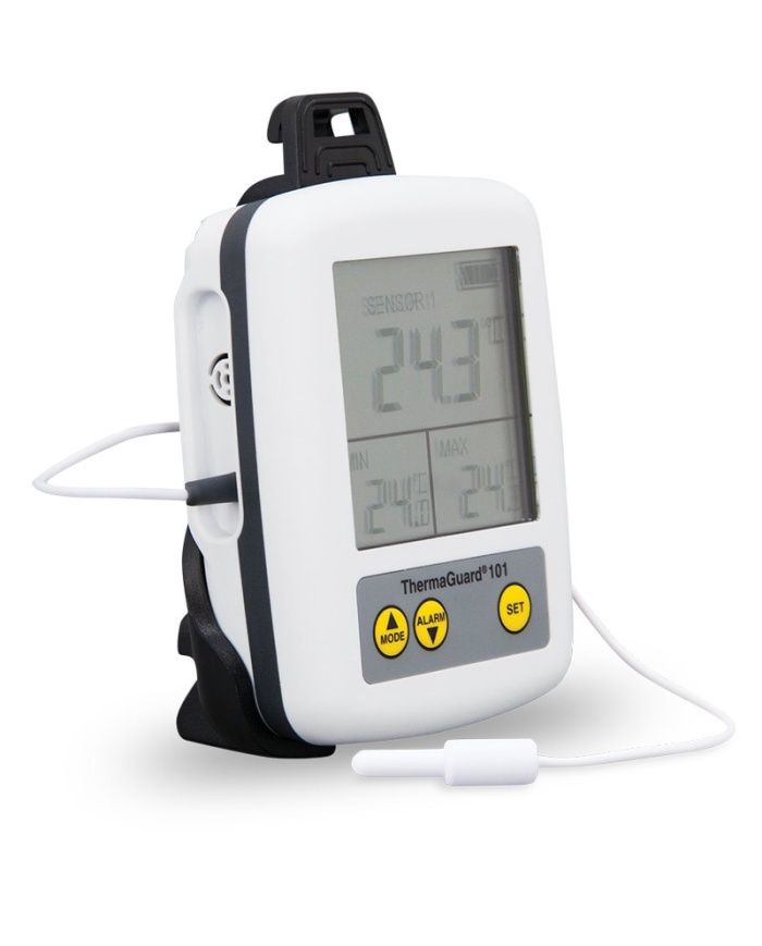 ETI Kyl & Frystermometer ThermaGuard® 101, med 1 st intern och 1 st extern givare med 2m kabel. Inkluderar UKAS kalibreringscertifikat för -18, 0°C.